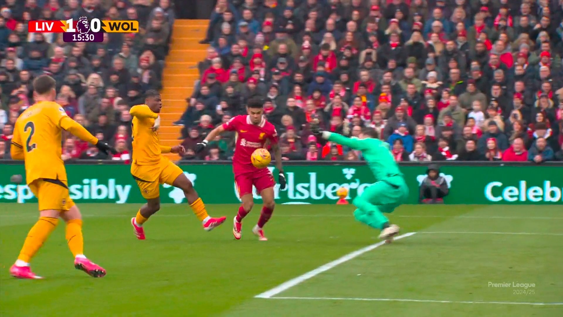 Lucho abrió el marcador del partido contra Wolves.