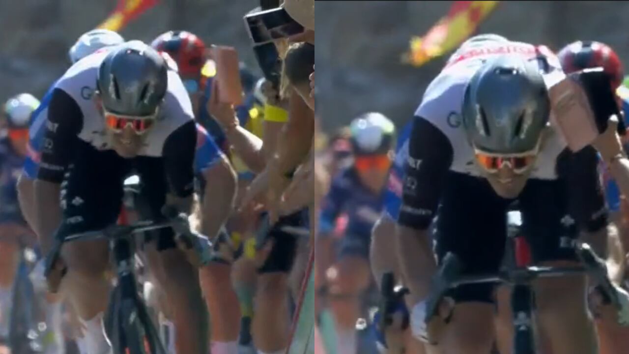 Juan Sebastián Molano impactó con un celular en el remate de la cuarta etapa de la Vuelta España 2023