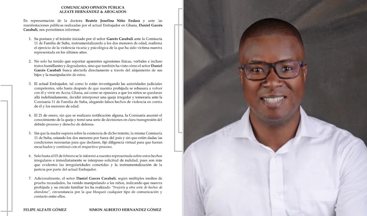 Embajador de Colombia en Ghana es denunciado por su expareja.