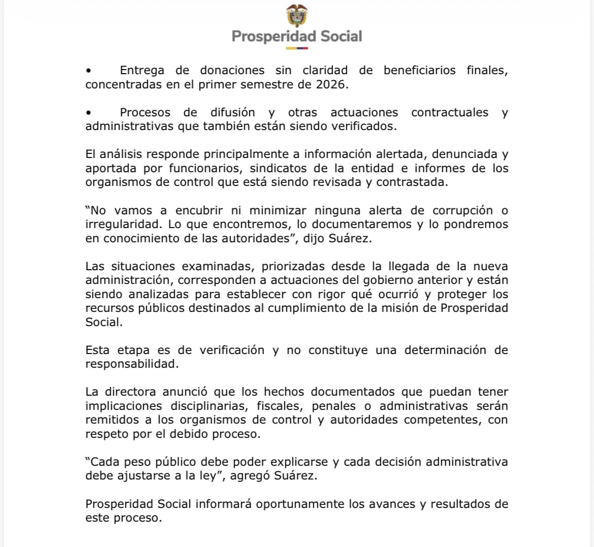 Comunicado Prosperidad Social