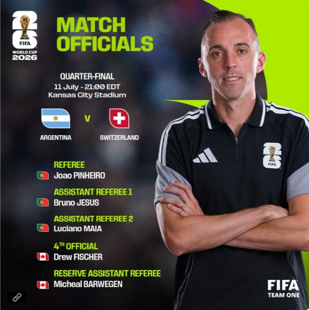 João Pinheiro, el árbitro de Portugal que será juez de Argentina vs. Suiza en el Mundial 2026