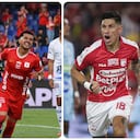 Yeisón Guzmán del América de Cali y Emanuel Olivera de Independiente Santa Fe.