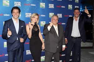 MEXICO CITY, MEXICO - MAY 31: (L-R) Rodrigo Herrera, Ana Victoria Garcia, Carlos Bremer and Arturo Elias Ayub pose for a photo during the presentation of Shark Tank México at Hotel St. Regis on May 31, 2016 in Mexico City, Mexico. Carlos Bremer died on January 5, 2023 at age 63. (Photo by Medios y Media/Getty Images)