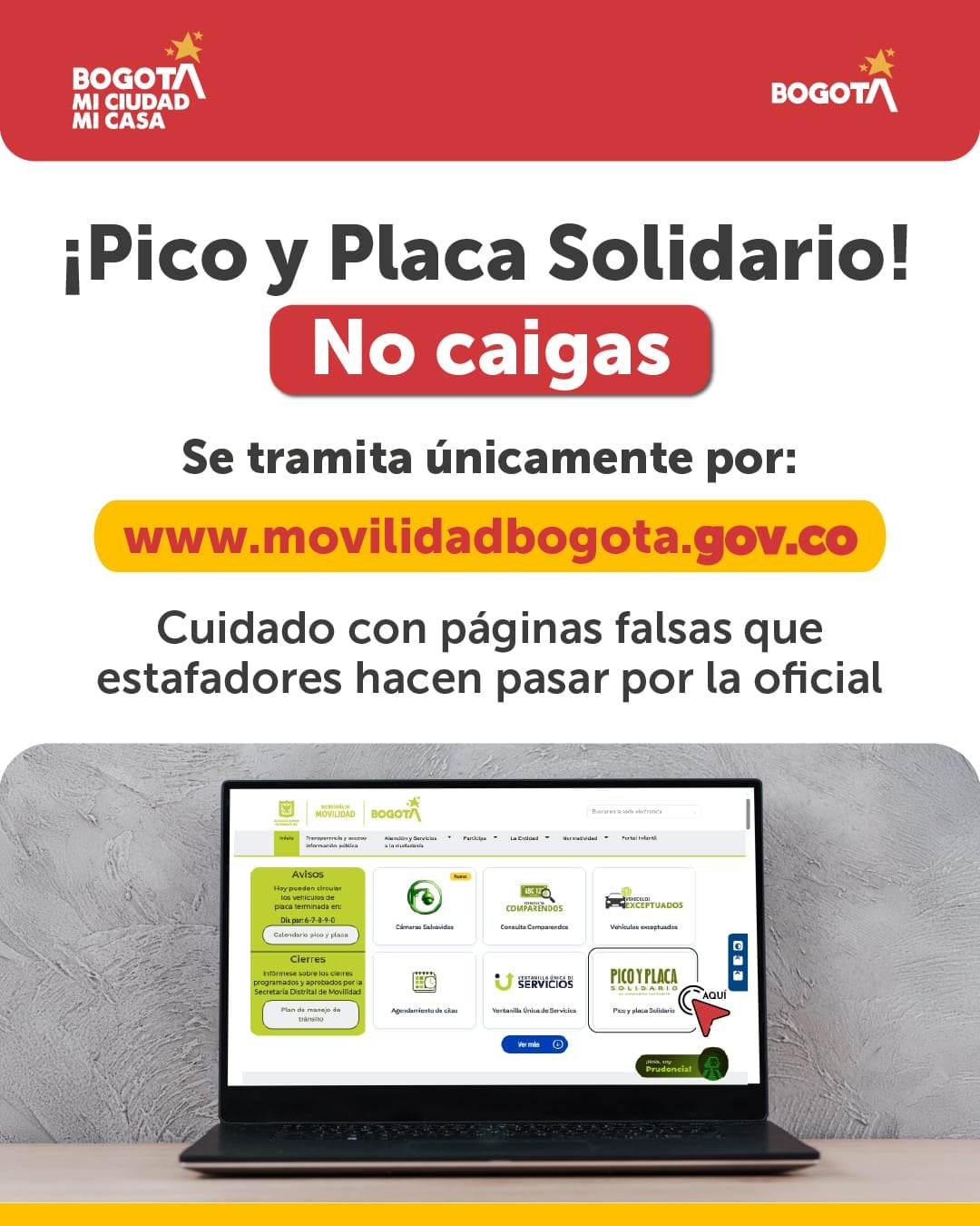 La Secretaría Distrital de Movilidad identificó páginas web que buscaban engañar a los usuarios interesados en el Pico y Placa Solidario.