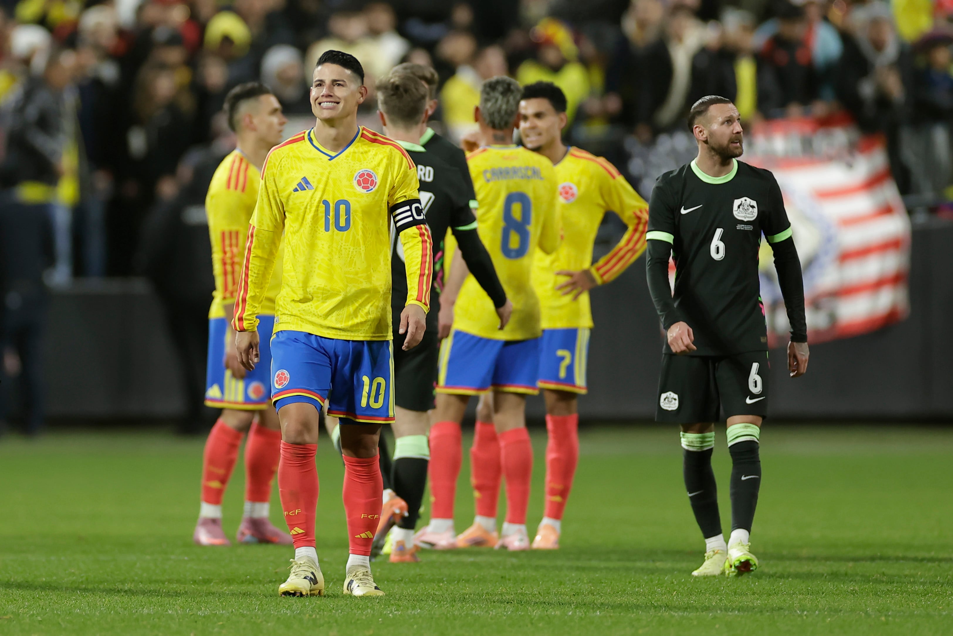 James Rodríguez durante el amistoso contra Australia.