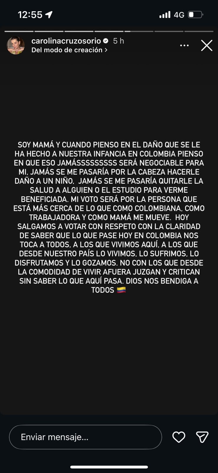 Palabras de Carolina Cruz