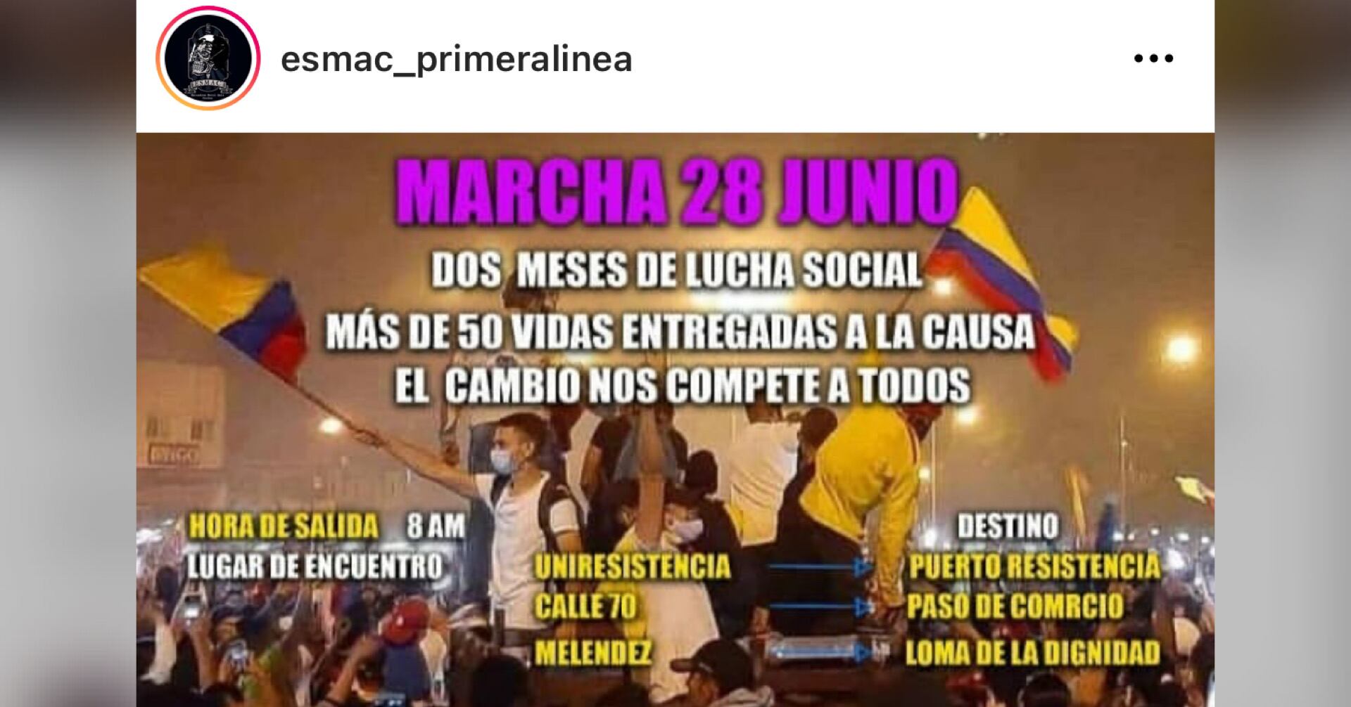 Paro nacional 28 de junio de 2021 Cali