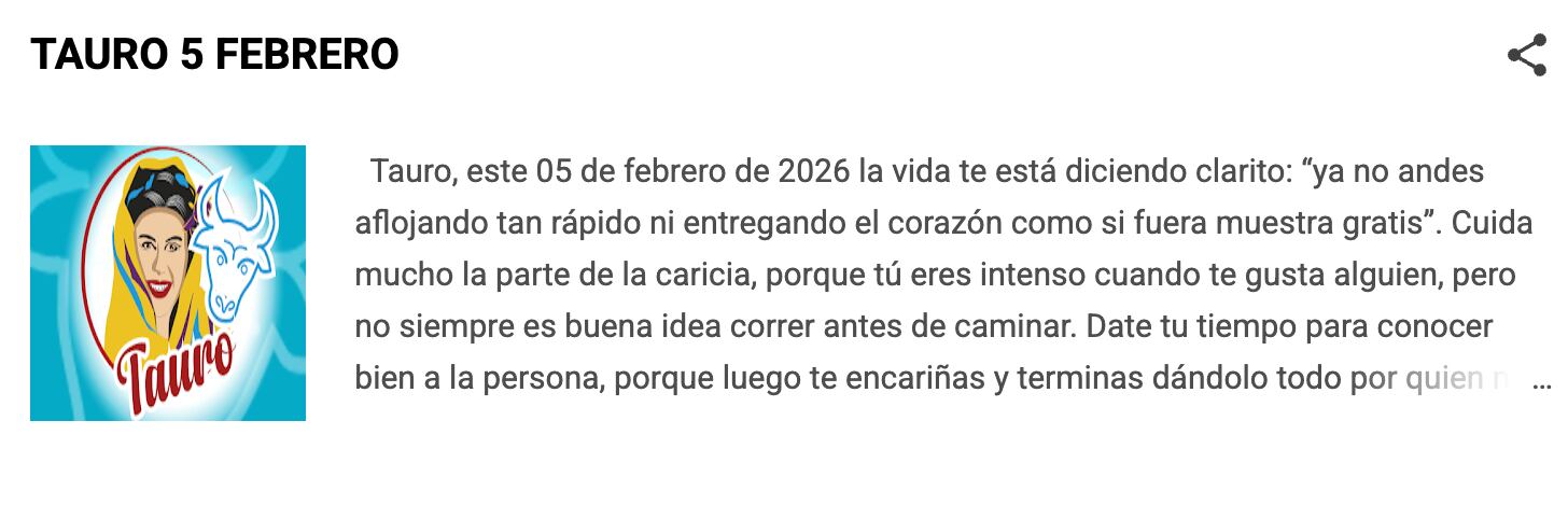 Horóscopo de Tauro para hoy, según Nana Calistar