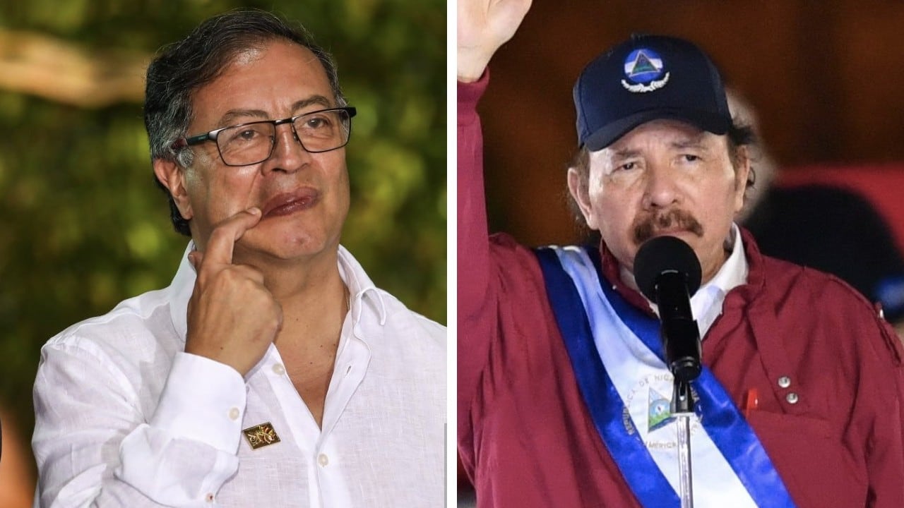El presidente de Colombia, Gustavo Petro (I) y el presidente de Nicaragua, Daniel Ortega.