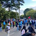 La calle Barranquilla de Medellín estuvo taponada durante varias horas por la protesta.