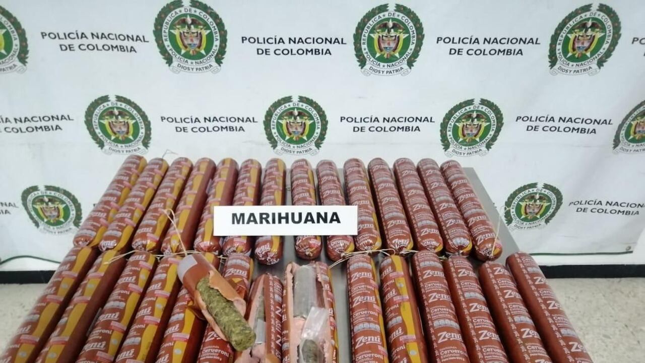 Incautan marihuana dentro de salchichones en Palmira, Valle del Cauca.