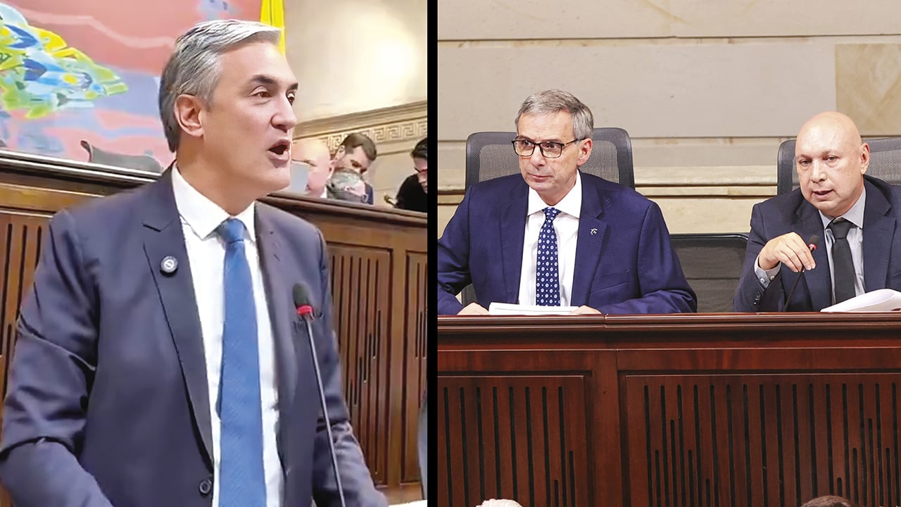 Christian Garcés, coordinador ponente en el proyecto de presupuesto 2027. Ministro de Hacienda Miguel Gómez. Alexander Bermúdez, Comisión Cuarta.