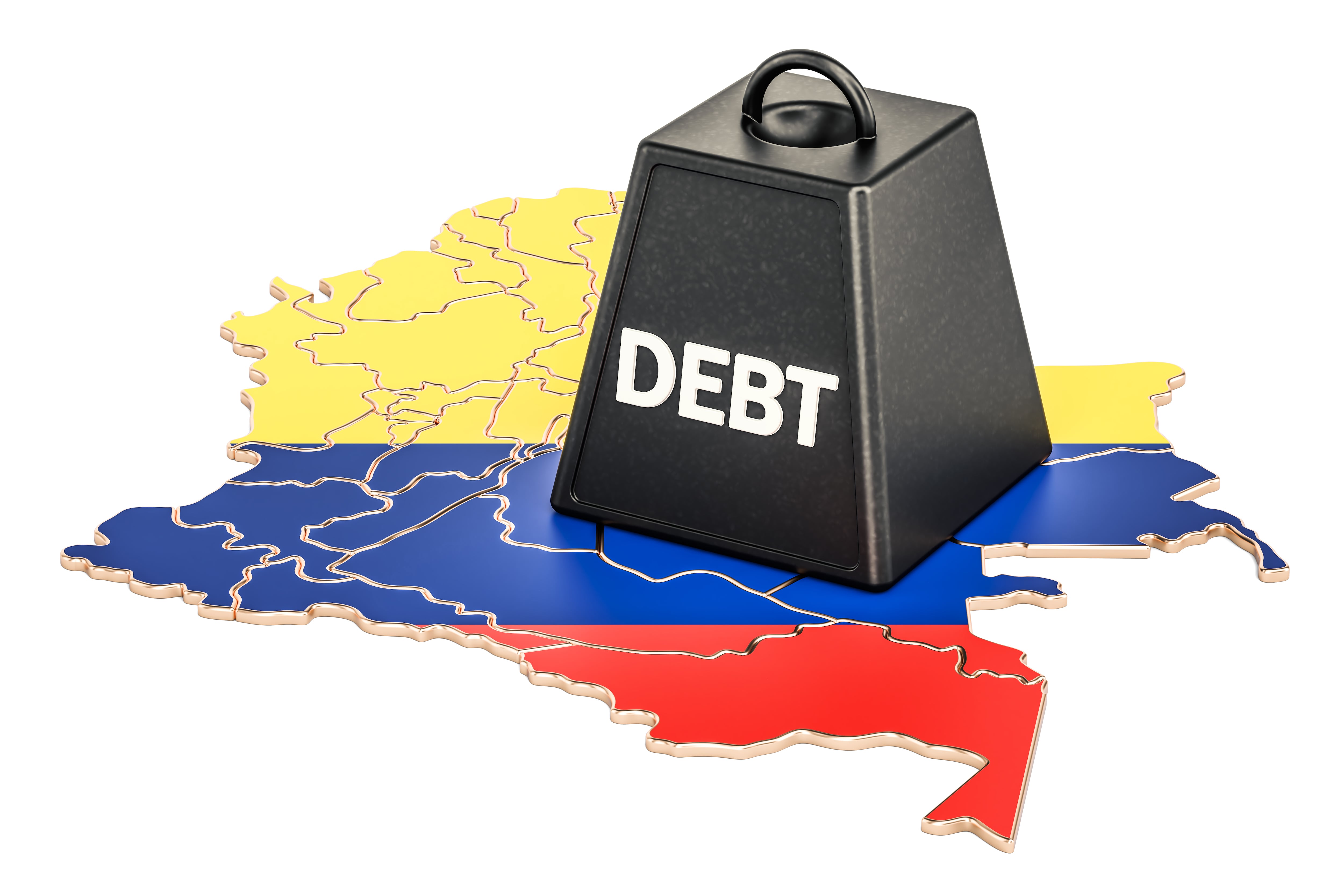 Colombian national debt or budget deficit, financial crisis concept, 3D rendering