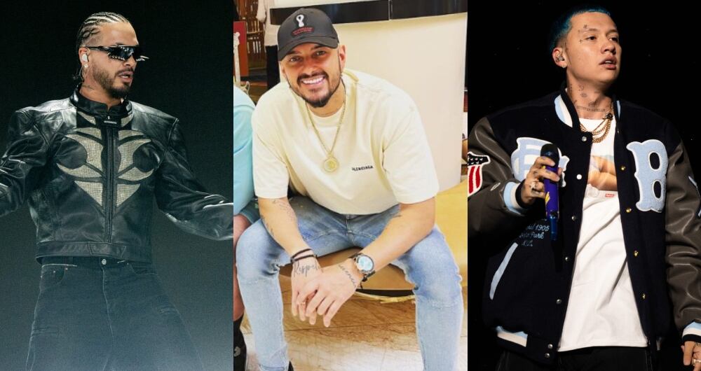 De izquierda a derecha: J Balvin, Daniel Alejandro Velásquez y Blessd.