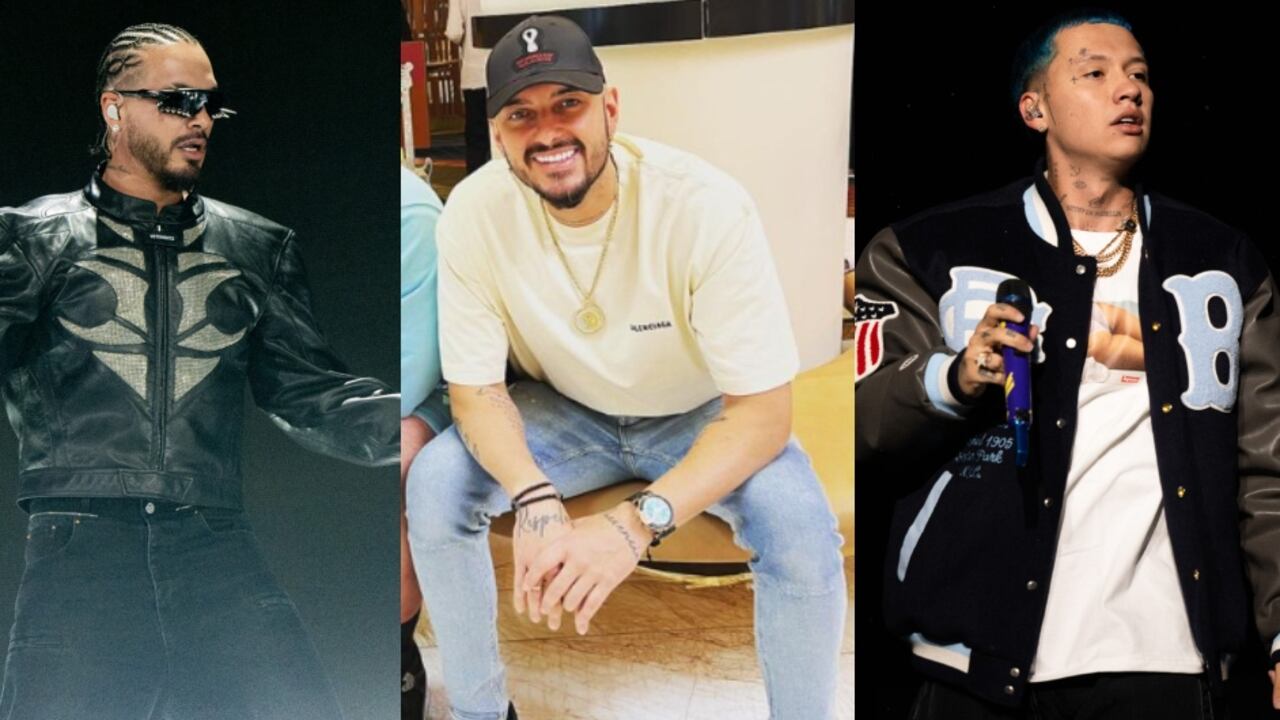 De izquierda a derecha: J Balvin, Daniel Alejandro Velásquez y Blessd.