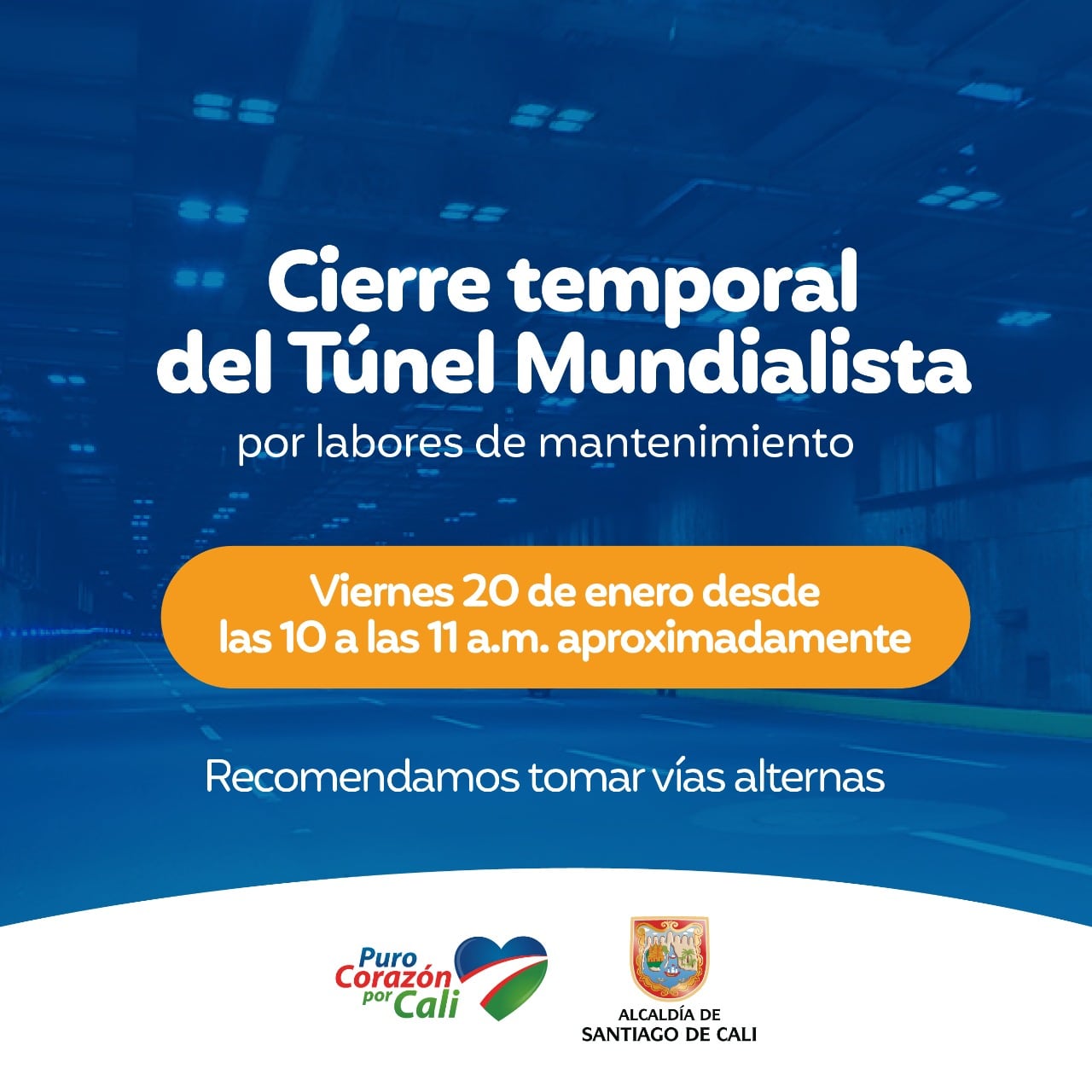 Lo último: anuncian cierre temporal del Túnel Mundialista en Cali.