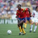 14 June 1990 - 1990 FIFA World Cup Italy -Yugoslavia v Colombia - Freddy Rincon of Colombia. (Photo by Mark Leech/Offside via Getty Images)