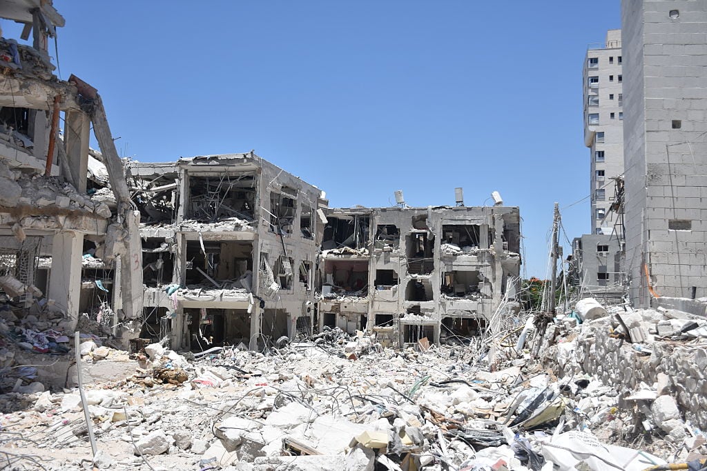 BAT YAM, ISRAEL - JUNE 20: A view of the damage is seen after a missile launched from Iran reportedly struck the area on June 15 in retaliation for recent Israeli attacks, in Bat Yam, south of Tel Aviv, Israel, on June 20, 2025. (Photo by Yair Palti/Anadolu via Getty Images)