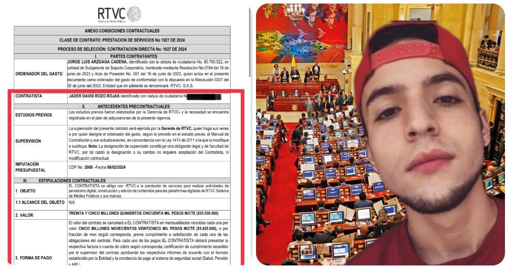 Este es el contrato de Don Izquierdo, un bachiller y activista petrista que trabajará como periodista en RTVC