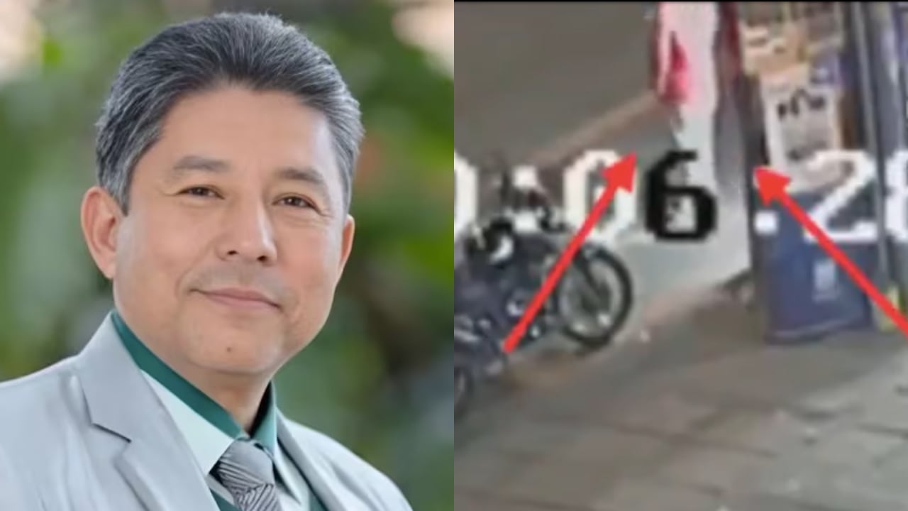 El docente Neill Felipe Cubides e imagen de video donde aparece el profesor, antes de ser asesinado.