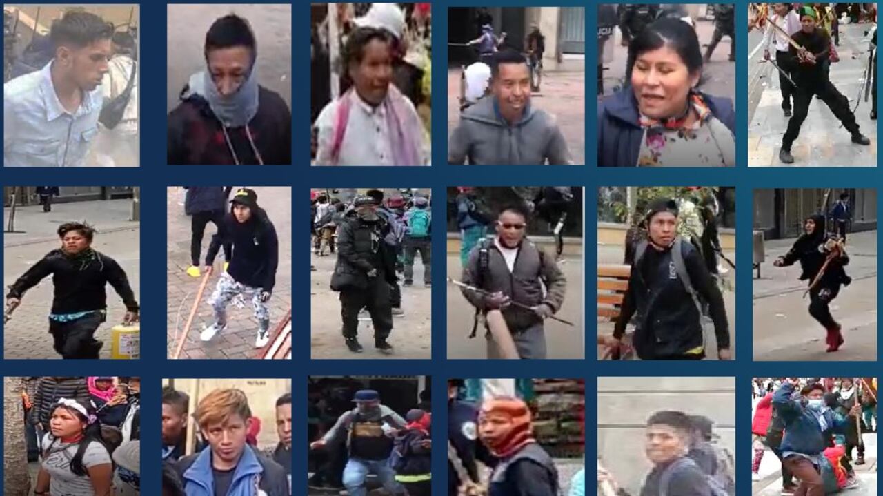 Estas son las fotos de los indígenas embera que protagonizaron hechos violentos en el centro de Bogotá. Se ofrece recompensa.