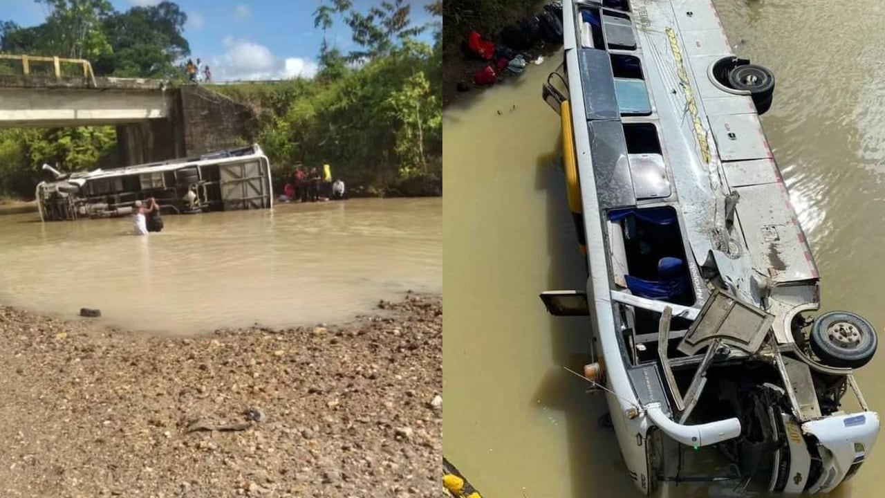 El bus se salió de la vía y terminó cayendo a la quebrada.