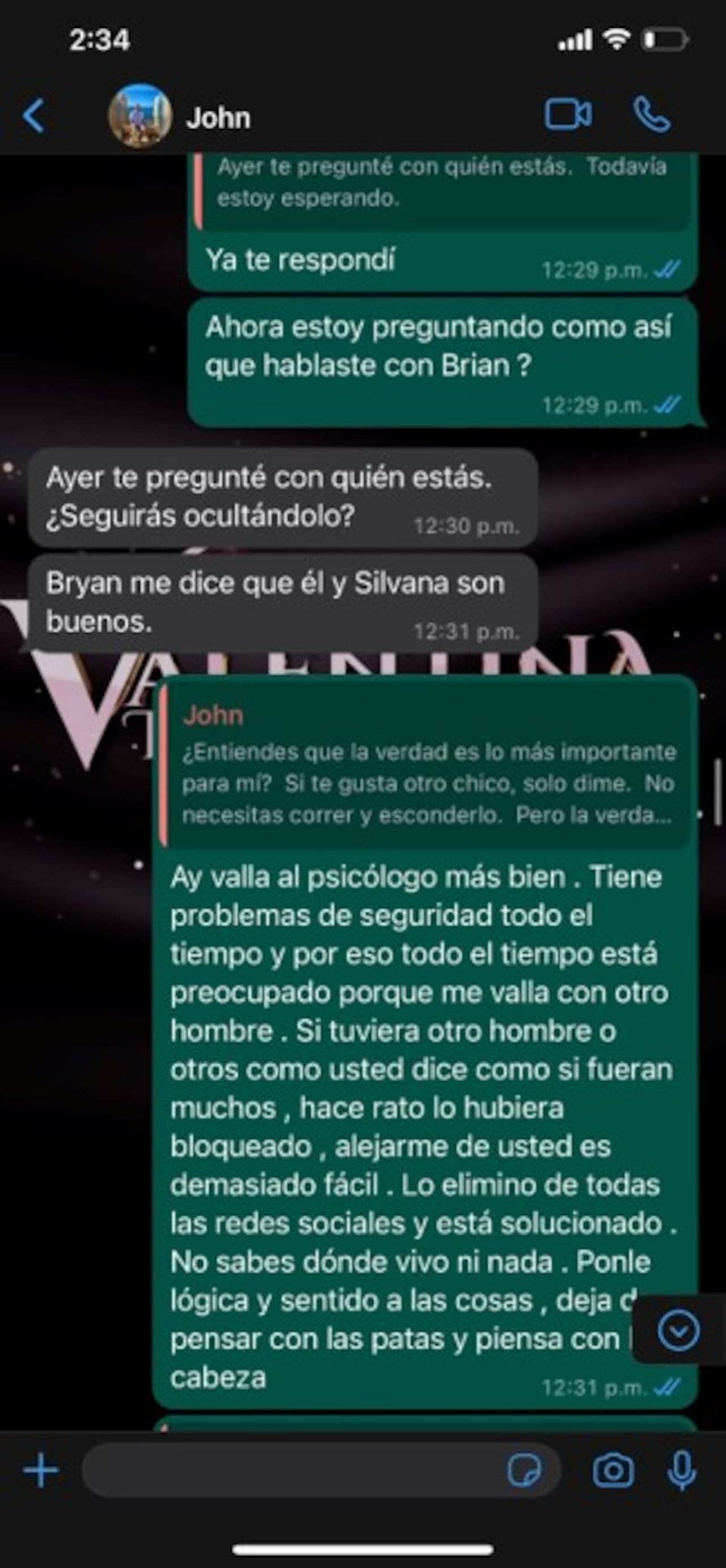 Chat inédito entre Valentina Trespalacios y su feminicida John Nelson Poulos