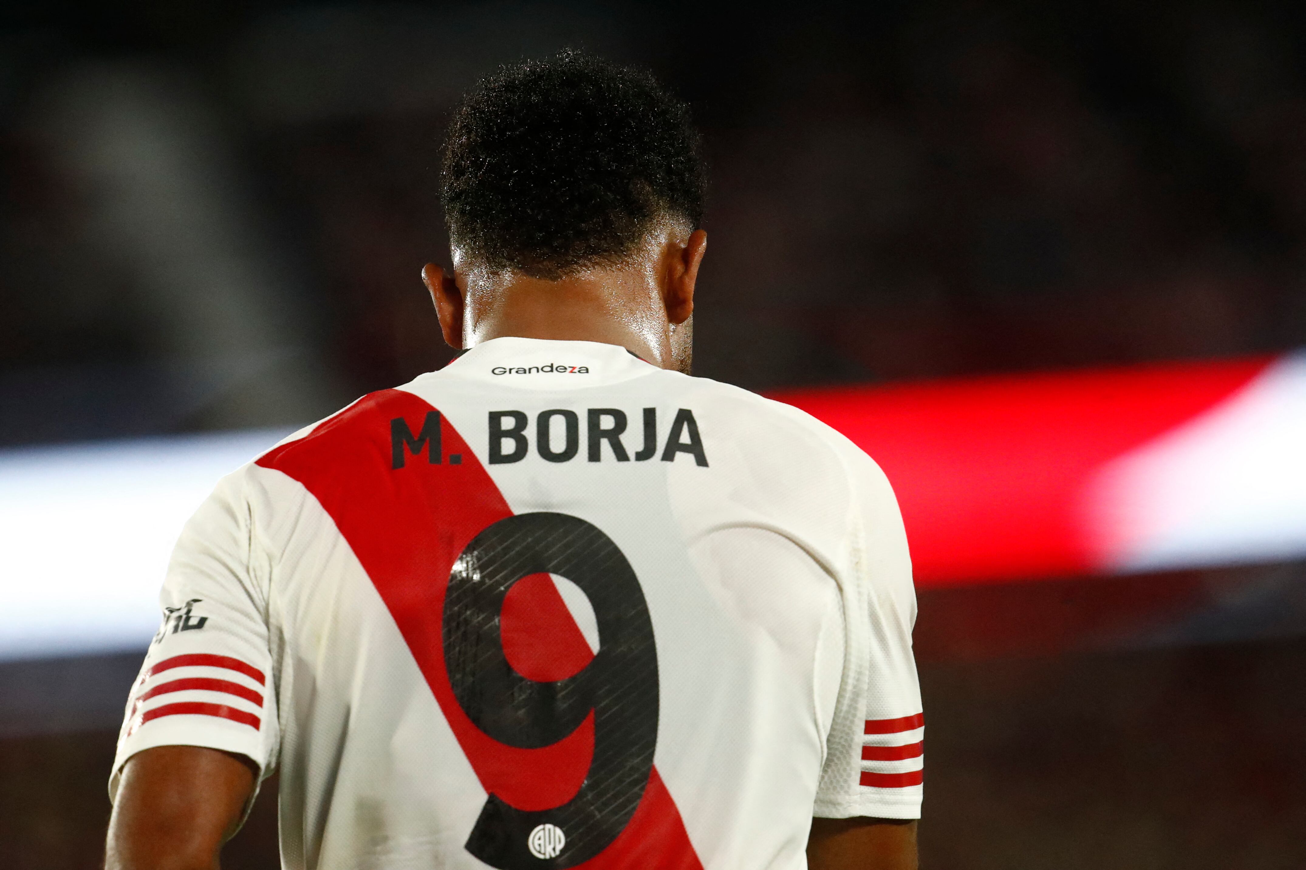 BUENOS AIRES, ARGENTINA - NOVEMBER 2: Miguel Borja of River Plate runs on the field during a Torneo Clausura Betano 2025 match between River Plate and Gimnasia y Esgrima La Plata at Estadio Mas Monumental Antonio Vespucio Liberti on November 2, 2025 in Buenos Aires, Argentina. (Photo by Marcos Brindicci/Getty Images) (Photo by MARCOS BRINDICCI / Getty Images South America / Getty Images via AFP)