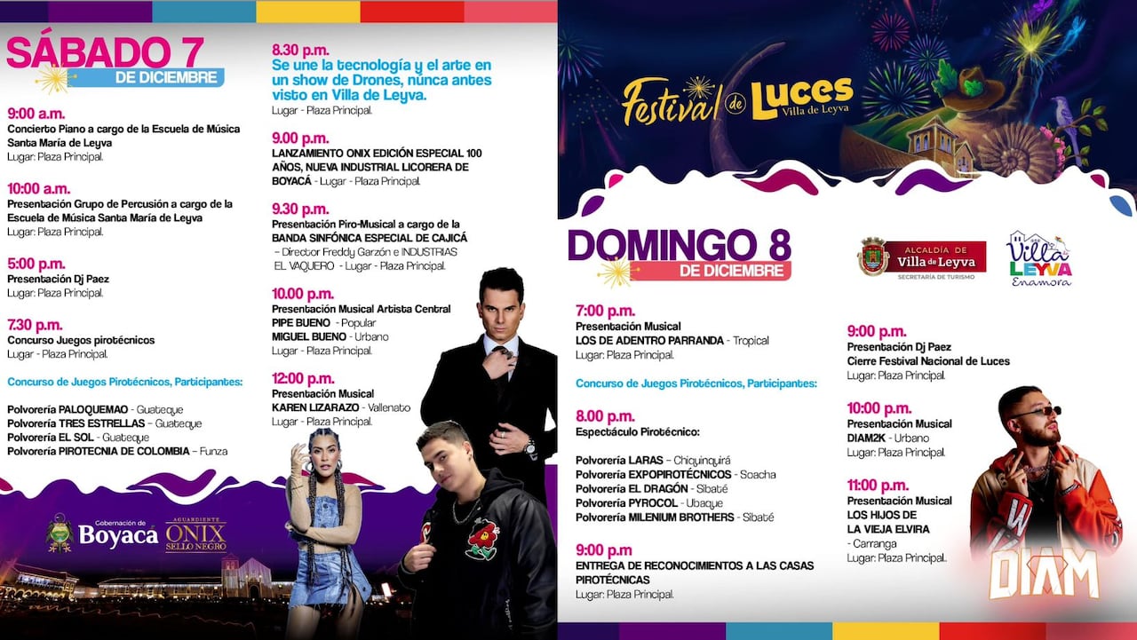 Festival de luces en Villa de Leyva: programación, fechas y artistas invitados