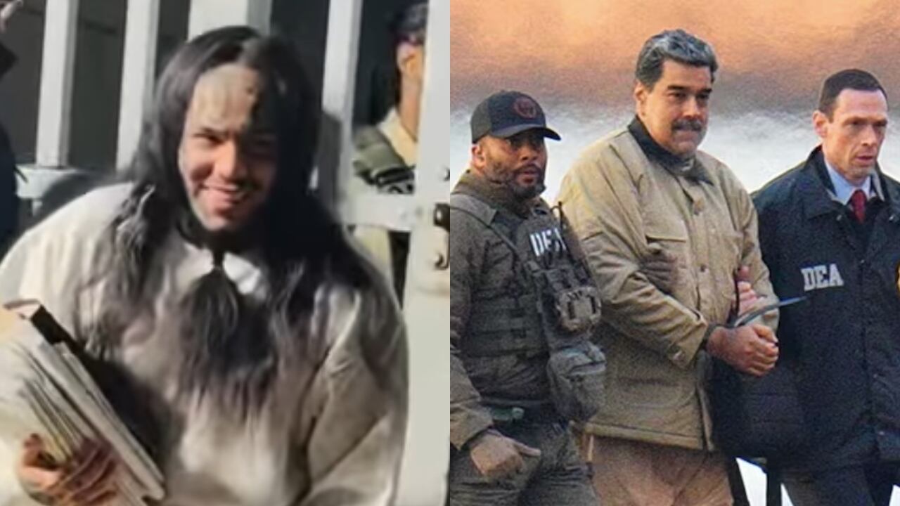 De izquierda a derecha: El rapero Tekashi 6ix9ine y Nicolás Maduro en poder de las autoridades estadounidenses.