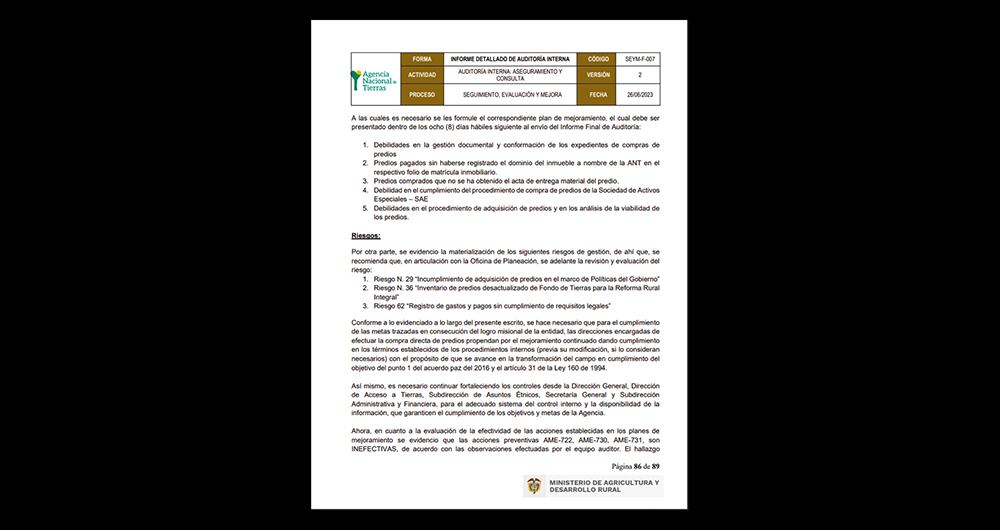 Documento que muestra las dificultades para acceder a las tierras.