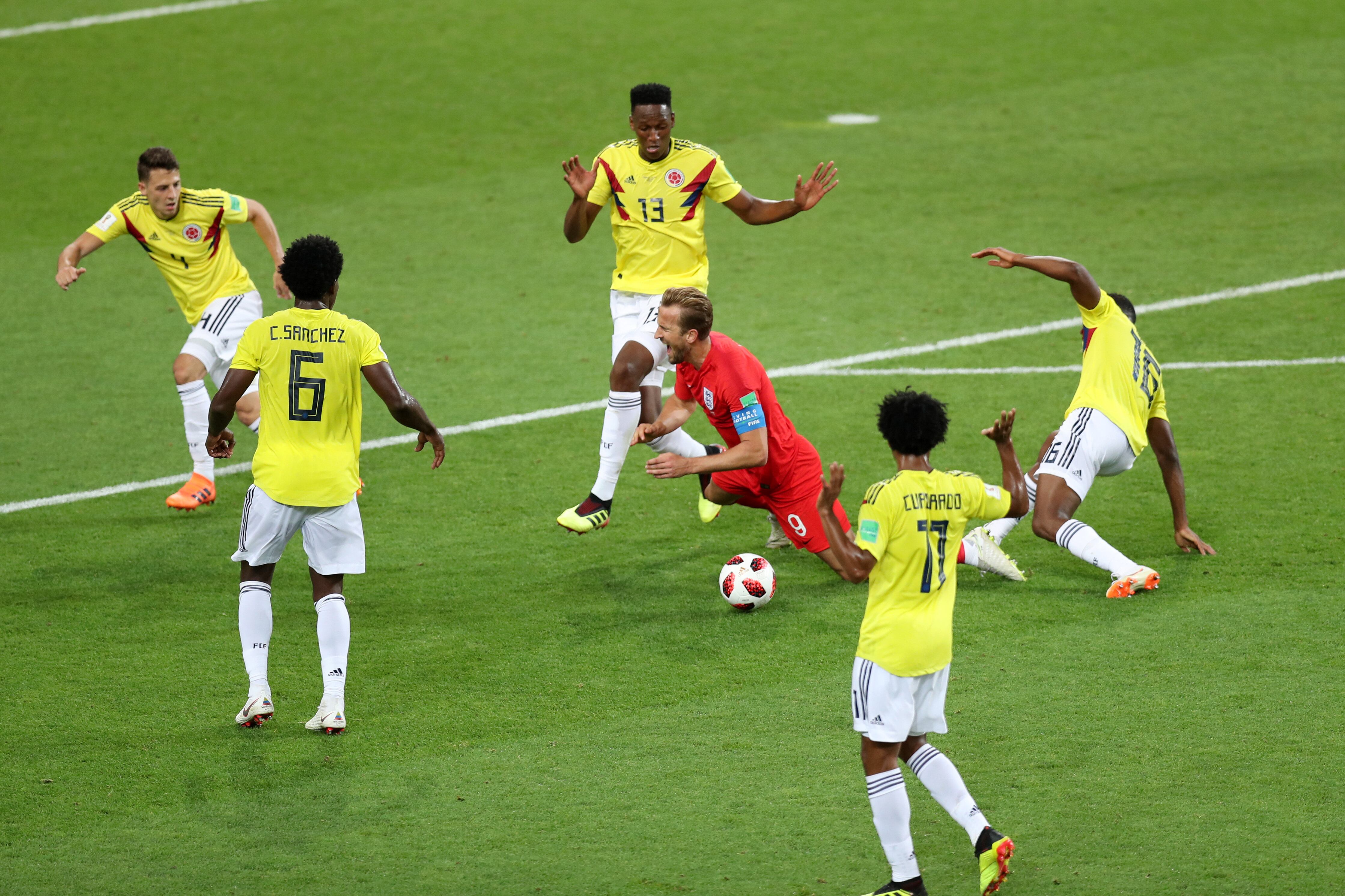Jugadores de Colombia contra Inglaterra en Rusia 2018.