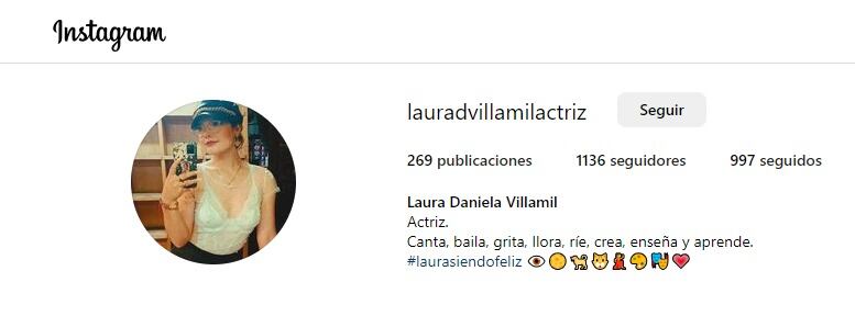 Este es el perfil de Instagram de Laura Daniela Villamil, bailarina en Andrés Carne de Res.