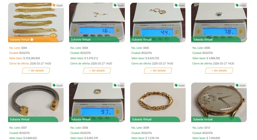 Esta es la subasta de joyas de la Dian.