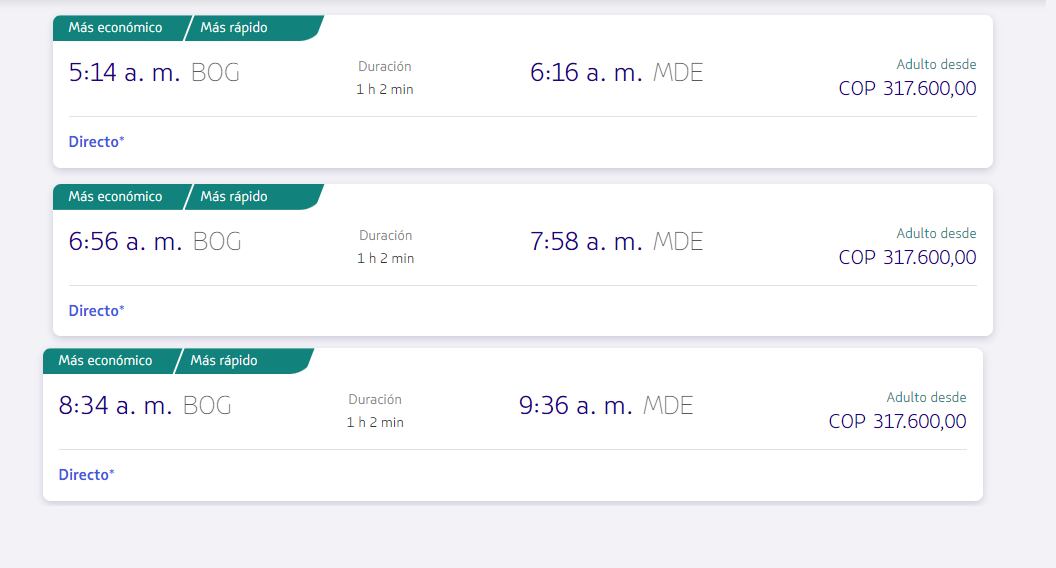 Vuelos LATAM Bogotá - Medellín 2 de noviembre.