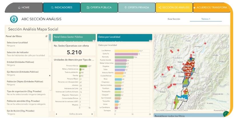 Interfaz de Mapa Social Bogotá.