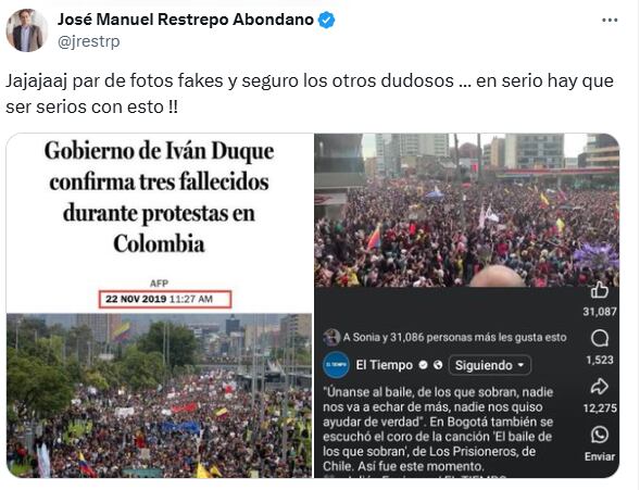 Publicación de José Manuel Restrepo.