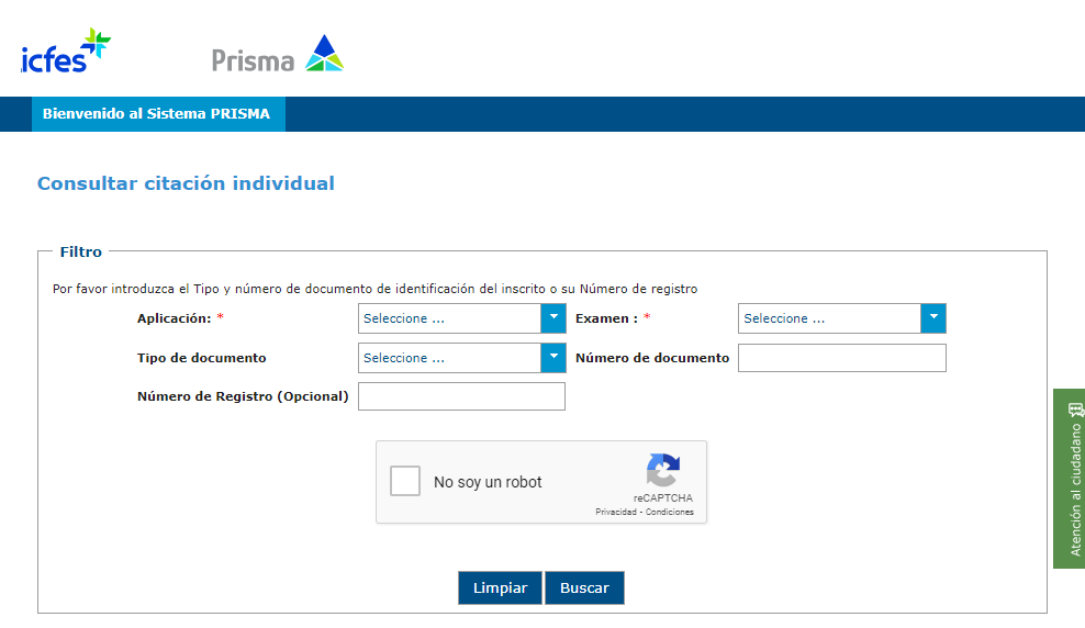 Plataforma del Icfes para consultar dónde presentar la prueba Saber Pro.