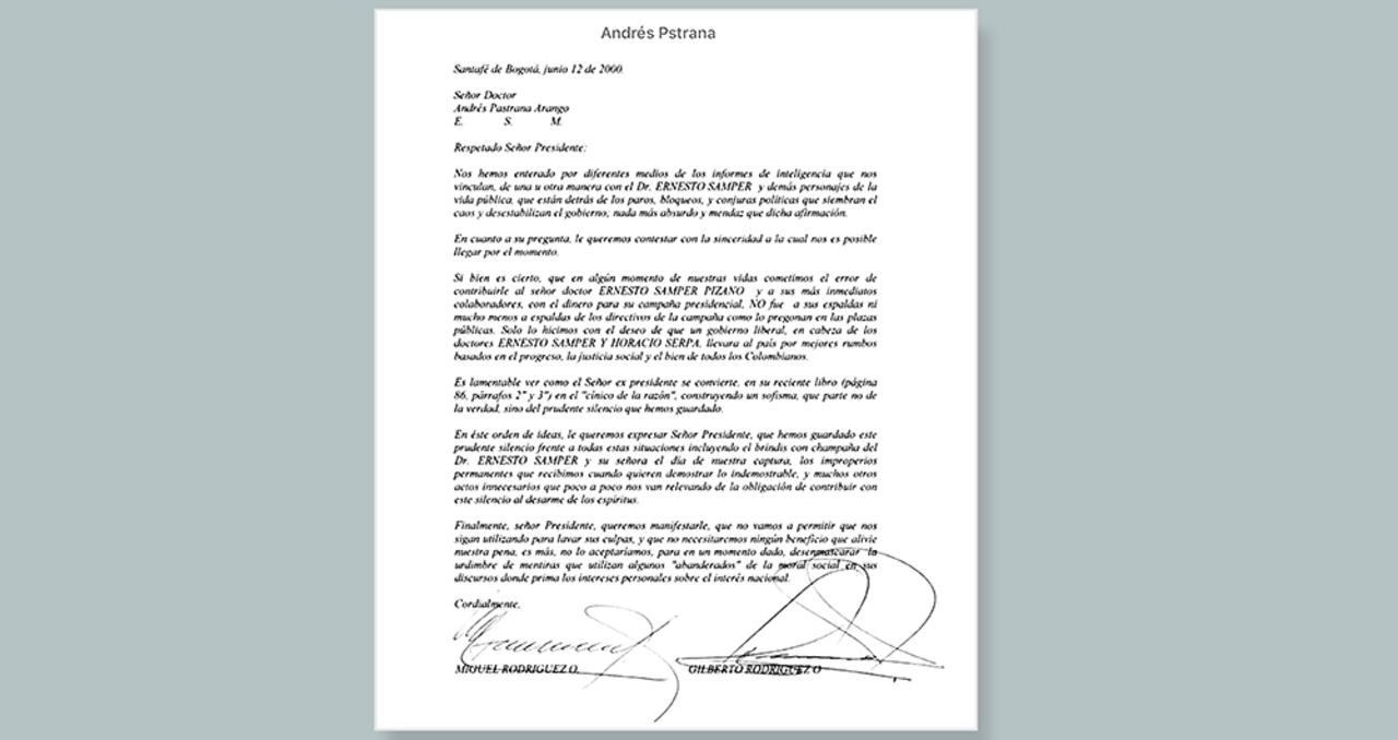 Pese a que la carta data de hace 21 años, todo parece indicar que los Rodríguez Orejuela tendrían algún interés en contar todo lo que pasó, incluso ante la Comisión de la Verdad.