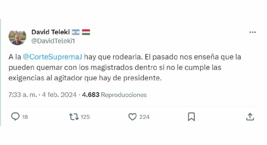 David Teleki pide proteger a la Corte Suprema de Justicia.