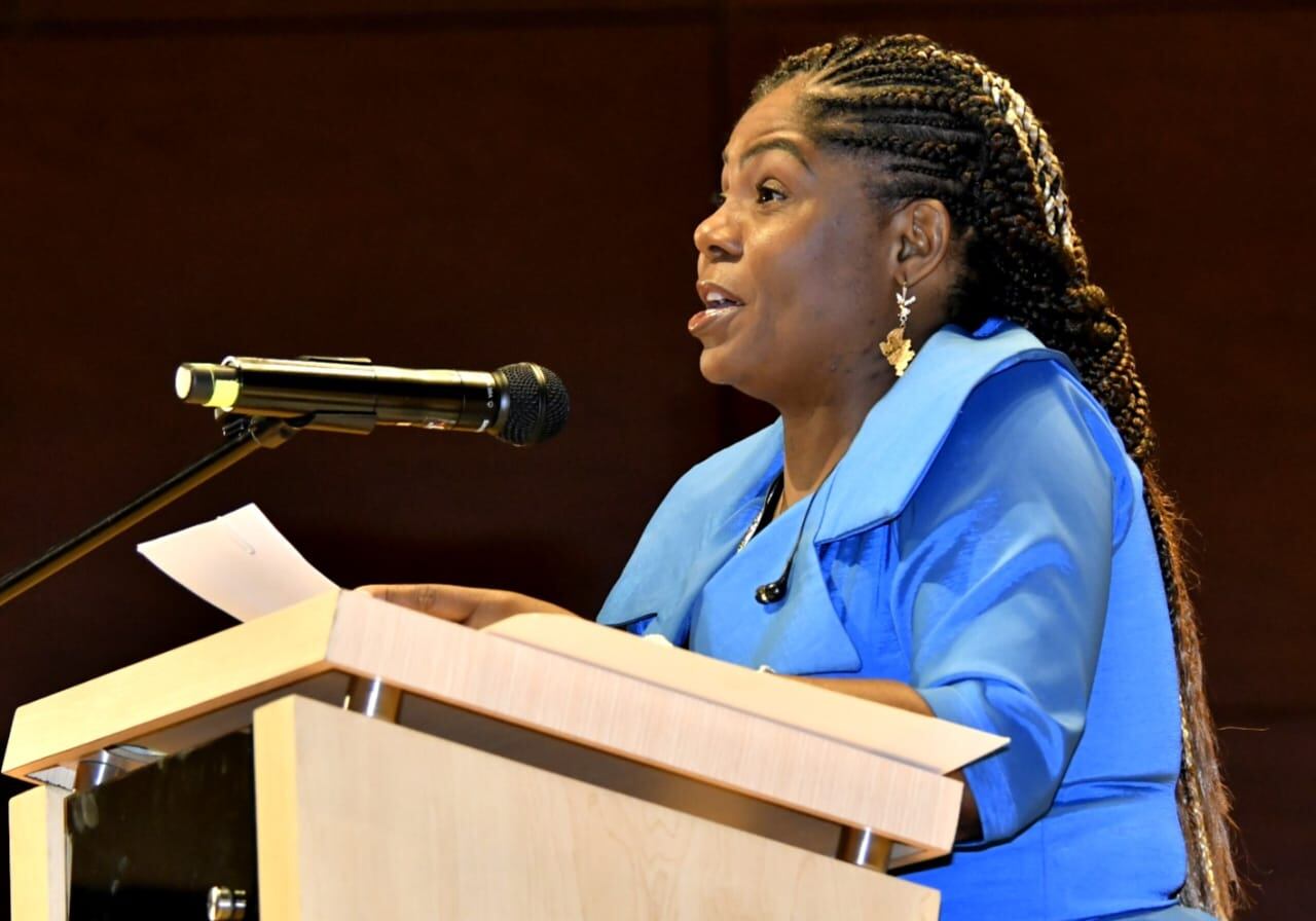 Francia Márquez vicepresidenta de Colombia durante la celebración del día internacional de la mujer afro en Cali.
