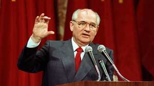 FILE - Soviet President Mikhail Gorbachev addresses a group of 150 business executives in San Francisco, Monday, June 5, 1990. Russian news agencies are reporting that former Soviet President Mikhail Gorbachev has died at 91. The Tass, RIA Novosti and Interfax news agencies cited the Central Clinical Hospital. (AP Photo/David Longstreath, File)