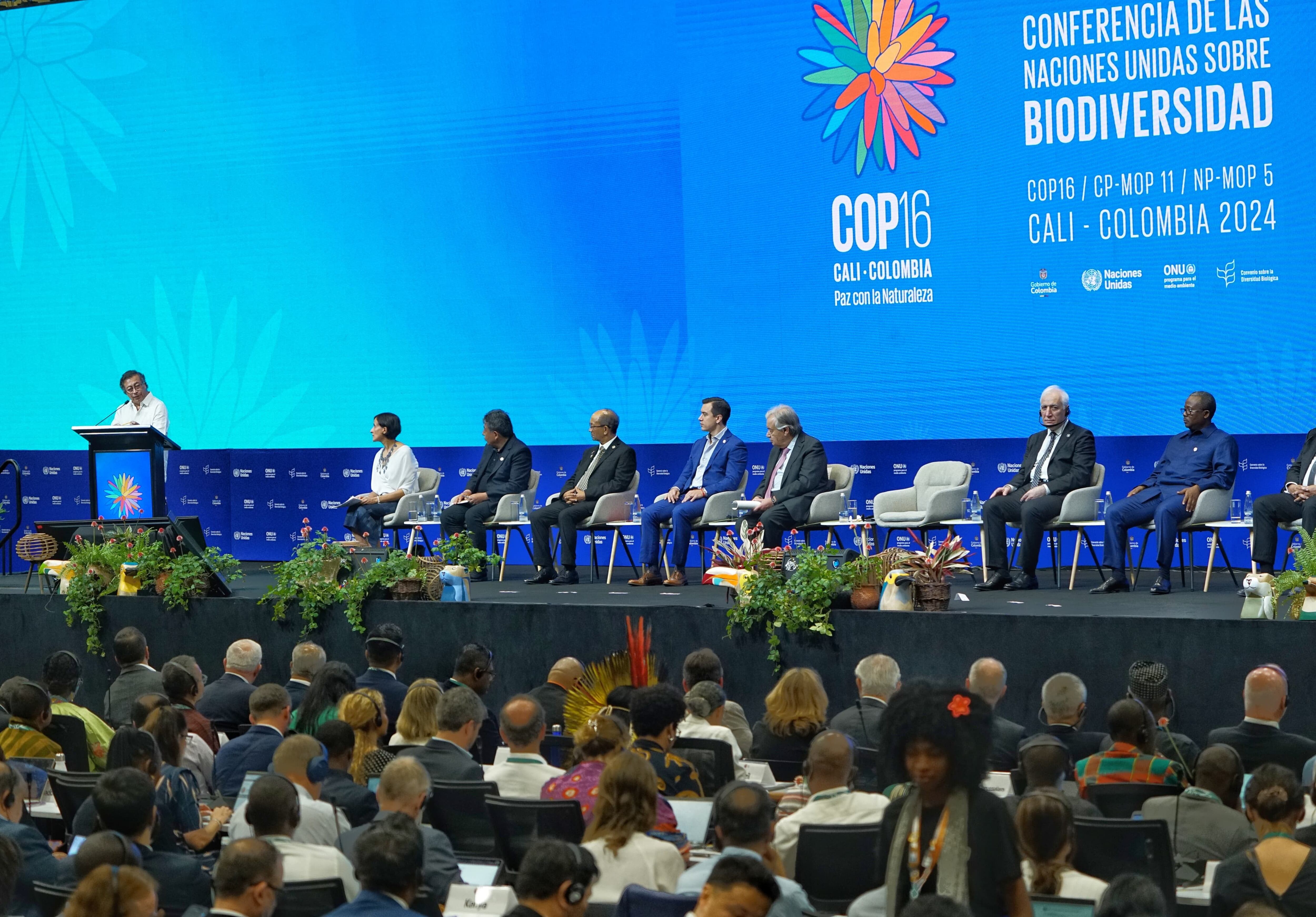 Instalación de la sesión plenaria de alto nivel de la COP16 .