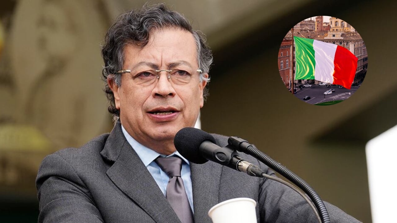Gustavo Petro y bandera de Italia