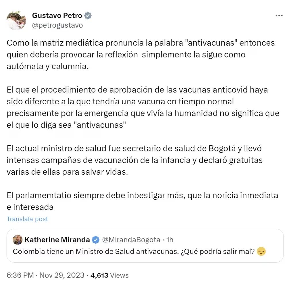 Una discusión en la que Miranda mostró que las vacunas de la covid-19 salvaron vidas.