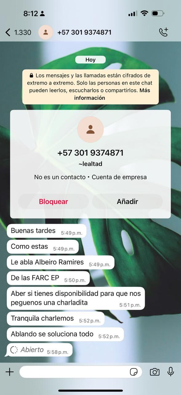 Mensajes que recibe el gobernador del Caquetá y su familia por parte de las disidencias de las Farc.