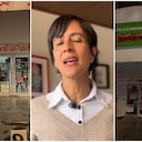 Susana Muhamad, en el centro de la foto. Al costado, las instalaciones del ICBF tras las protestas en las que ella participó, en Bogotá