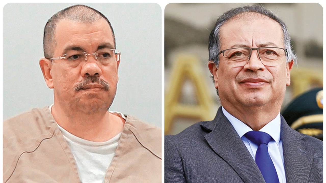 El exjefe paramilitar Diego Fernando Murillo, alias Don Berna, y el presidente de la República, Gustavo Petro.