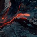 In this satellite image provided by Maxar Technologies, lava flows from the Mauna Loa volcano on the Big Island of Hawaii, Monday, Nov. 28, 2022. Waves of orange, glowing lava and ash blasted and billowed from the world's largest active volcano in its first eruption in 38 years, and officials told people living on Hawaii's Big Island to be ready in the event of a worst-case scenario. (Satellite image ©2022 Maxar Technologies via AP)