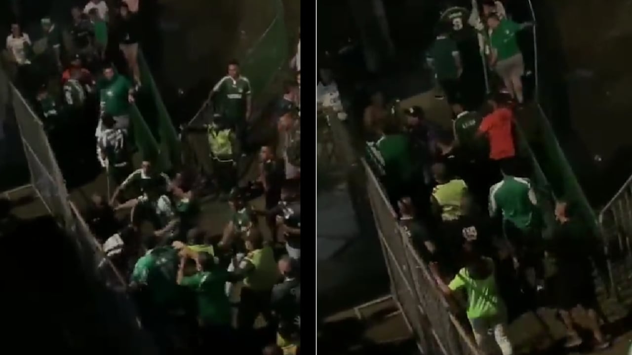 Hinchas del Cali pelean a las afueras.